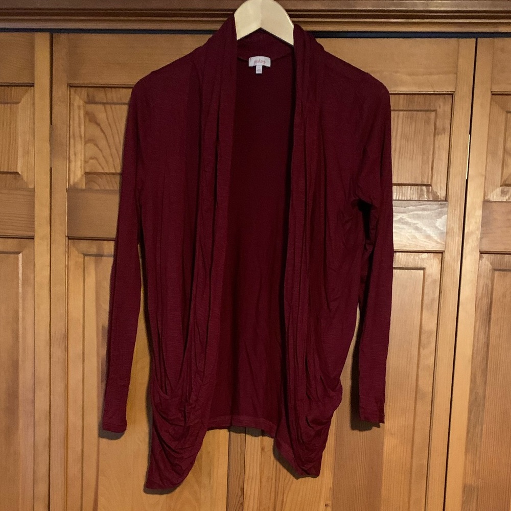Light weight, red cardigan with pockets